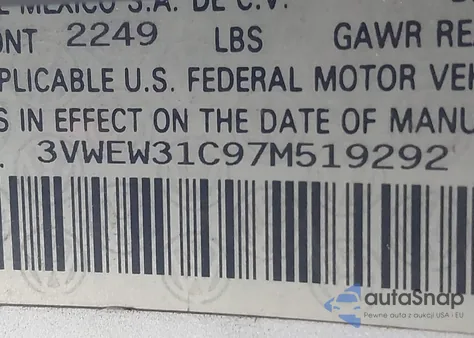 2007 Volkswagen New Beetle 2.5 from USA, damaged, VIN 3VWEW31C97M519292
